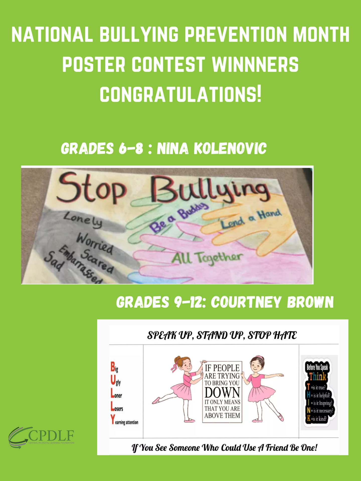 National bullying prevention month poster contest winners