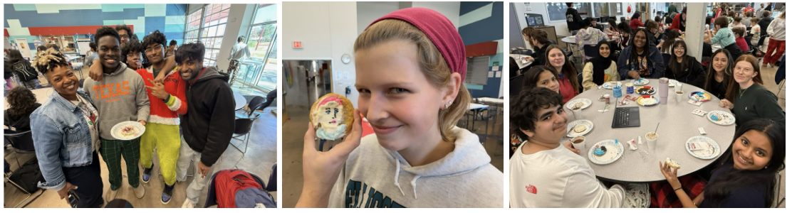 Staff and student decorate sugar cookies