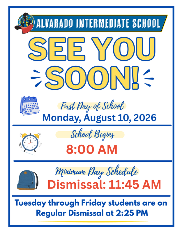 School Starts at 8:00 AM August 10, 2026