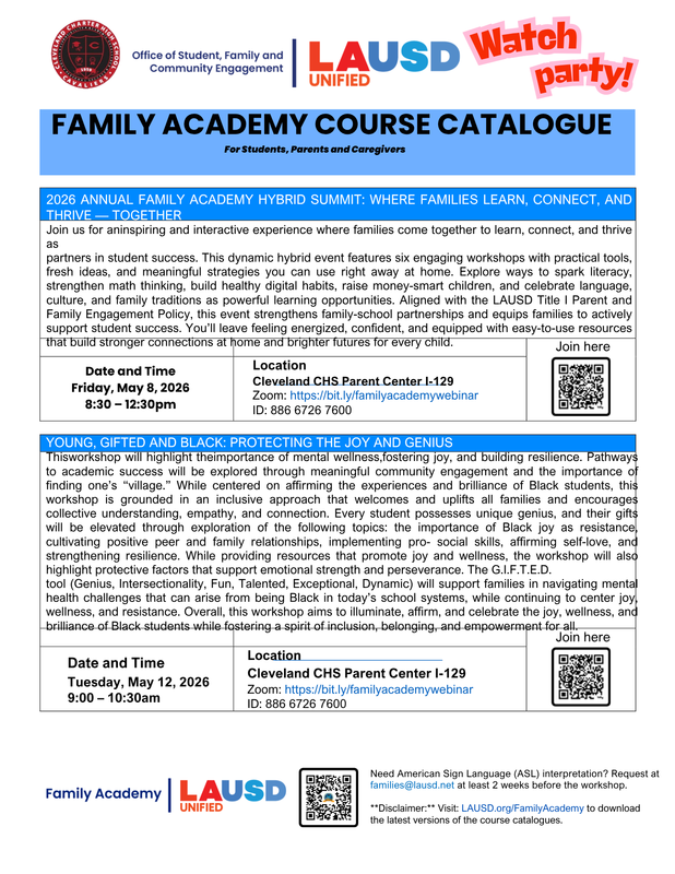 Family Academy Offerings Featured Photo