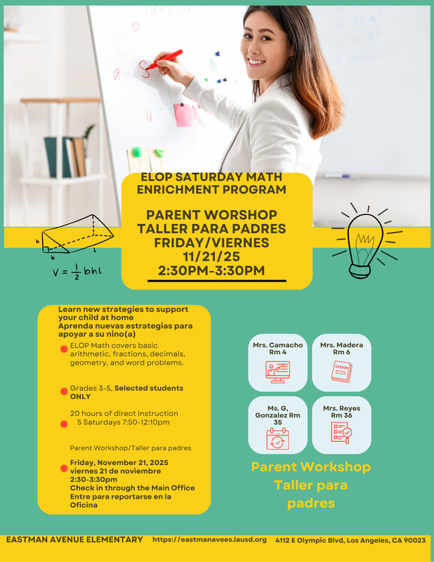 ELOP MATH PARENT WORKSHOP/TALLER PARA PADRES