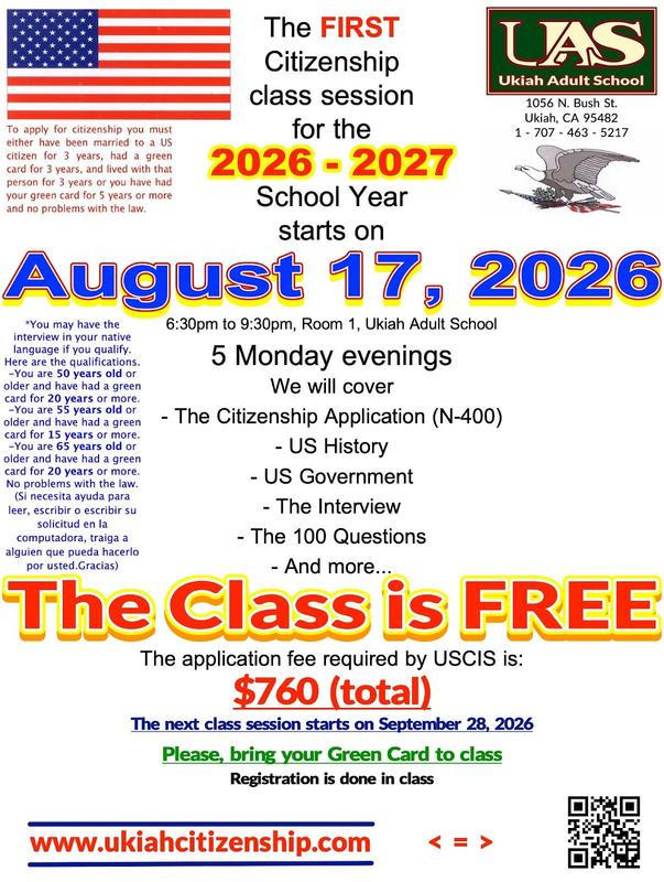 the first citizenship class session for 26 - 27 starts on Monday, August 17, 2026 poster.