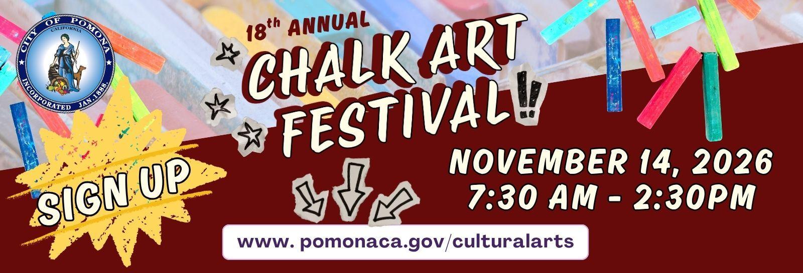 City of Pomona Chalk Art Festival shuffle banner for homepage