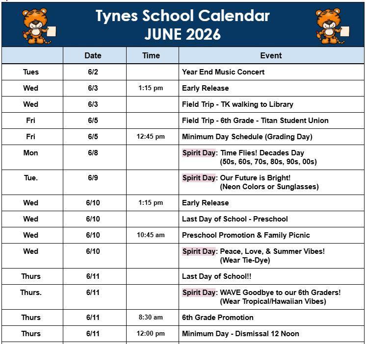 June Calendar 