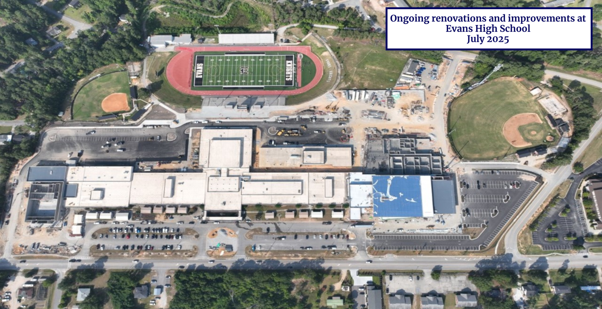 aerial photo of Evans High School