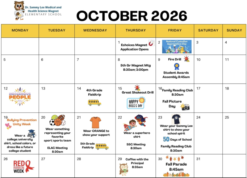 October Calendar - Calendario de octobre Featured Photo