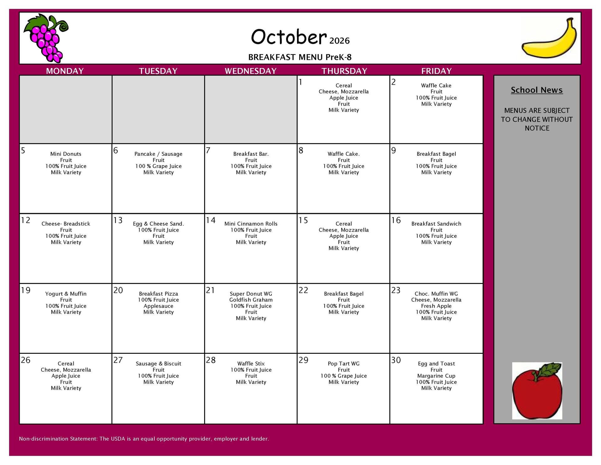 Oct Breakfast Menu PK-8