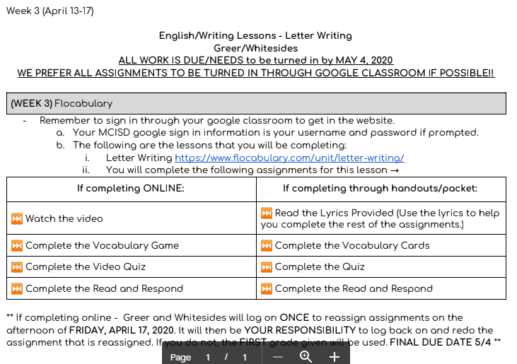 6th Grade Writing – English – Madisonville Junior High School
