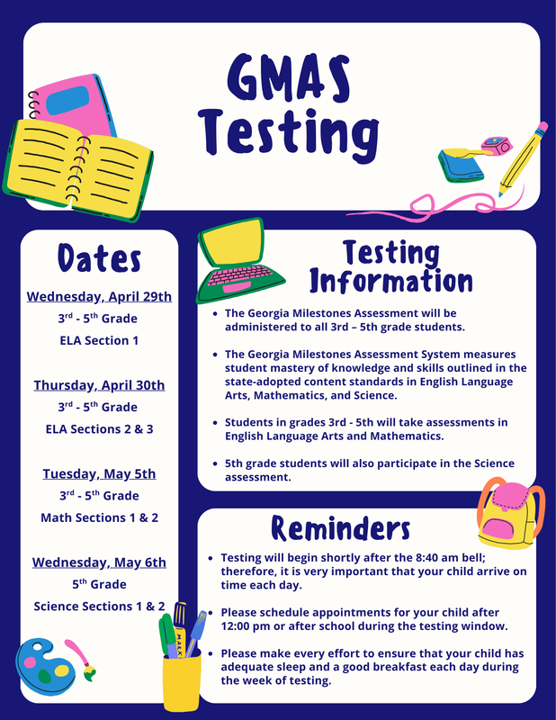 four blocks with blue borders and clipart of school supplies