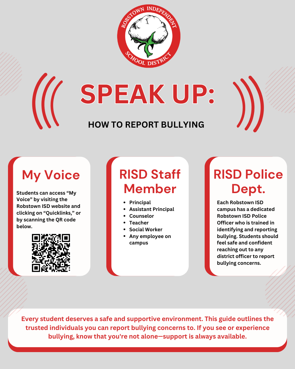 Guide on reporting bullying with contact options and QR code.