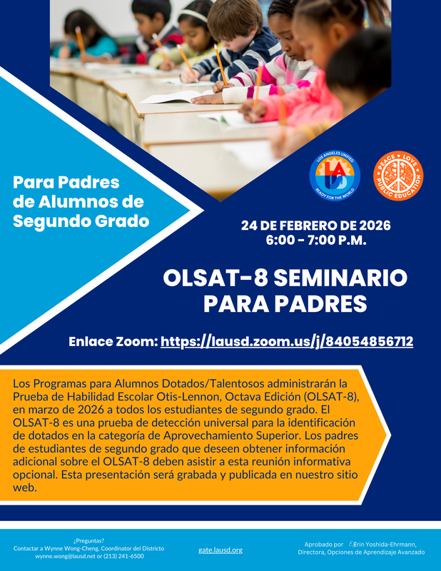 Spring 2026 OLSAT Parent Webinar Flyer (Spanish).png