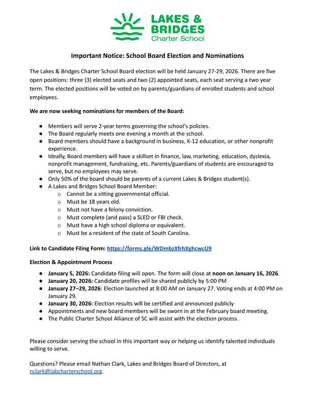 Important Notice: School Board Election and Nominations