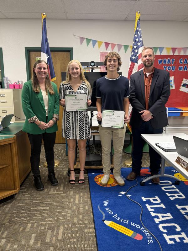 Congratulations BHS Students of the Month, Sarah Cullison and Cason O'Hair!
