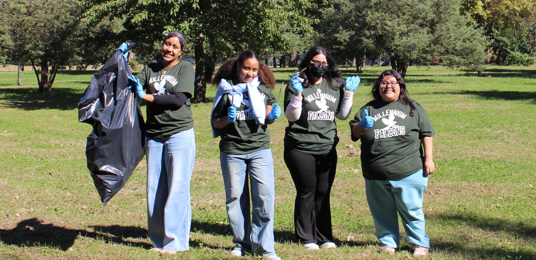 Students posing in the park