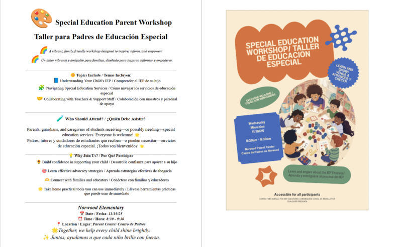 Special Education Parent Workshop/Taller para padres de Educación Especial Featured Photo