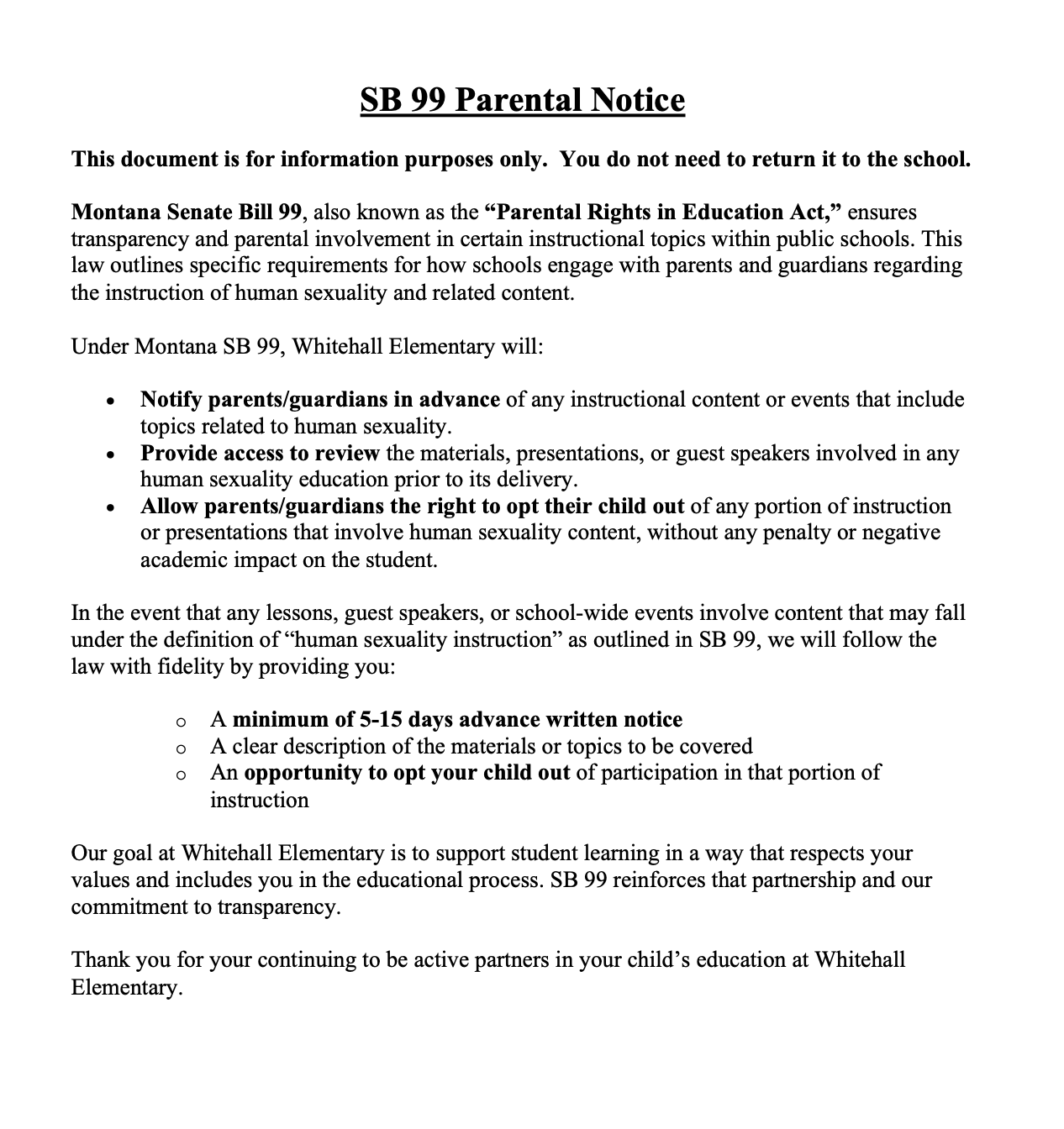 HB 471/SB 99 Notification