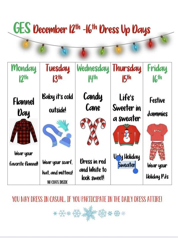 GES - December 12th-16th Dress Up Days Featured Photo