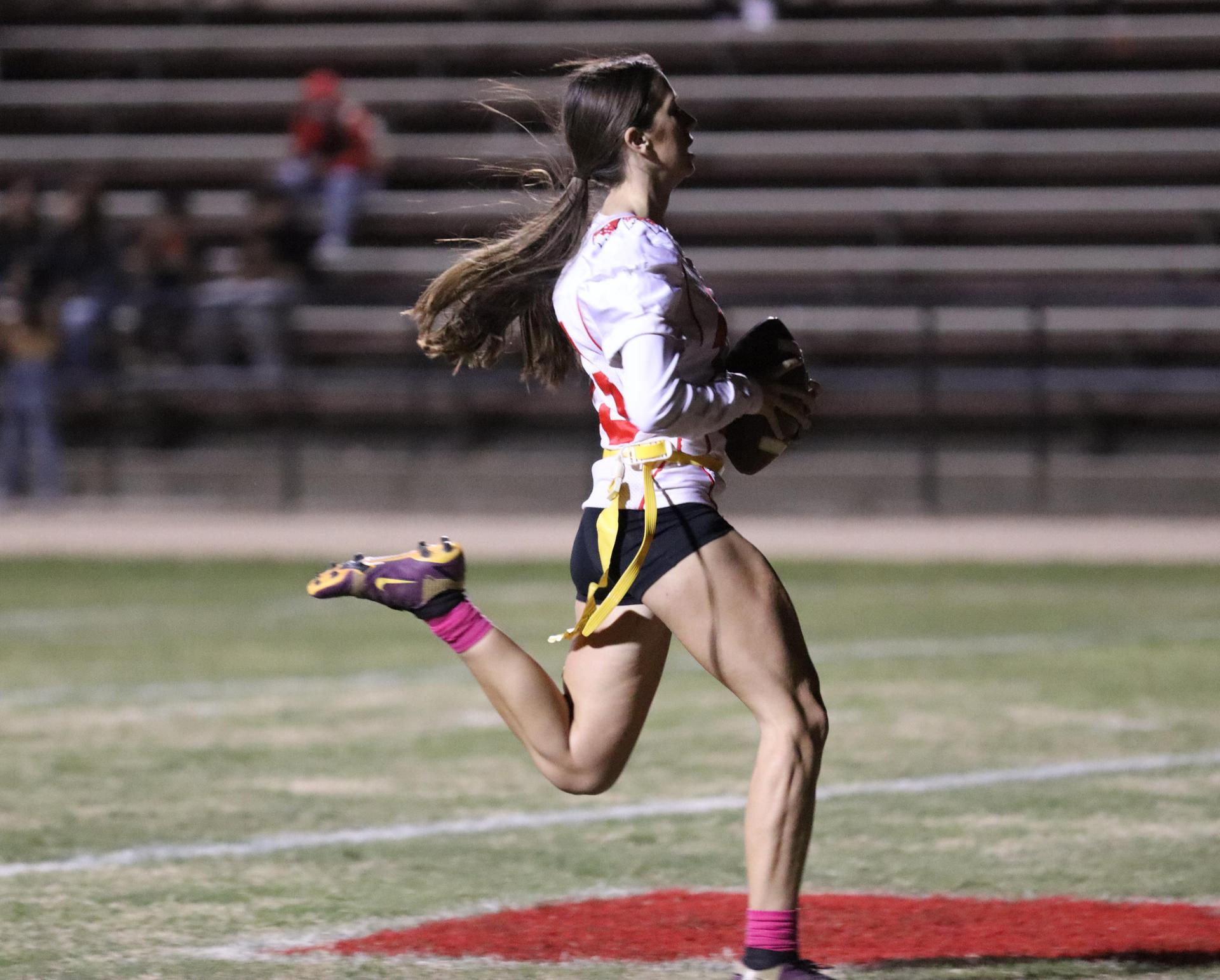 girls playing flag football