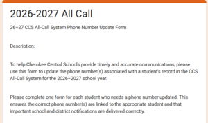 All-Call System Update form