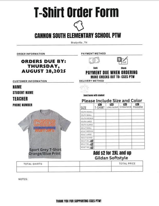 Shirt Order Form