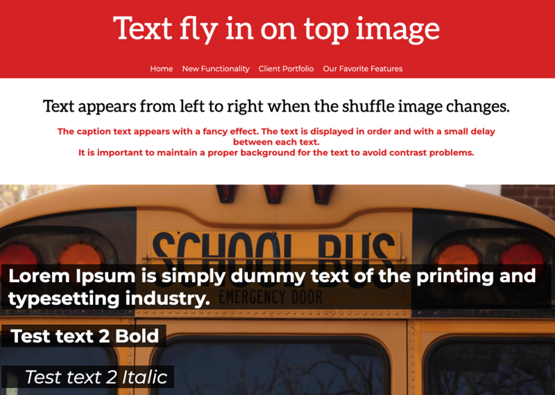 Text fly in on top image Featured Photo