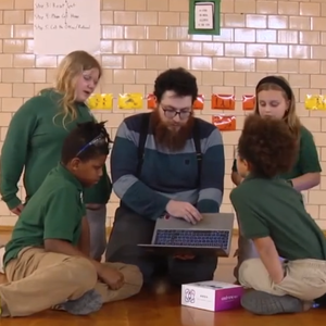 HSA Des Moines Students Programming Drone with Teacher