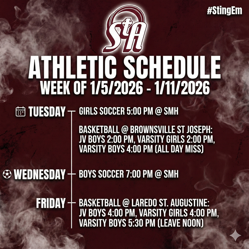 Athletic schedule for week of 1/5/26 - 1/11/26
