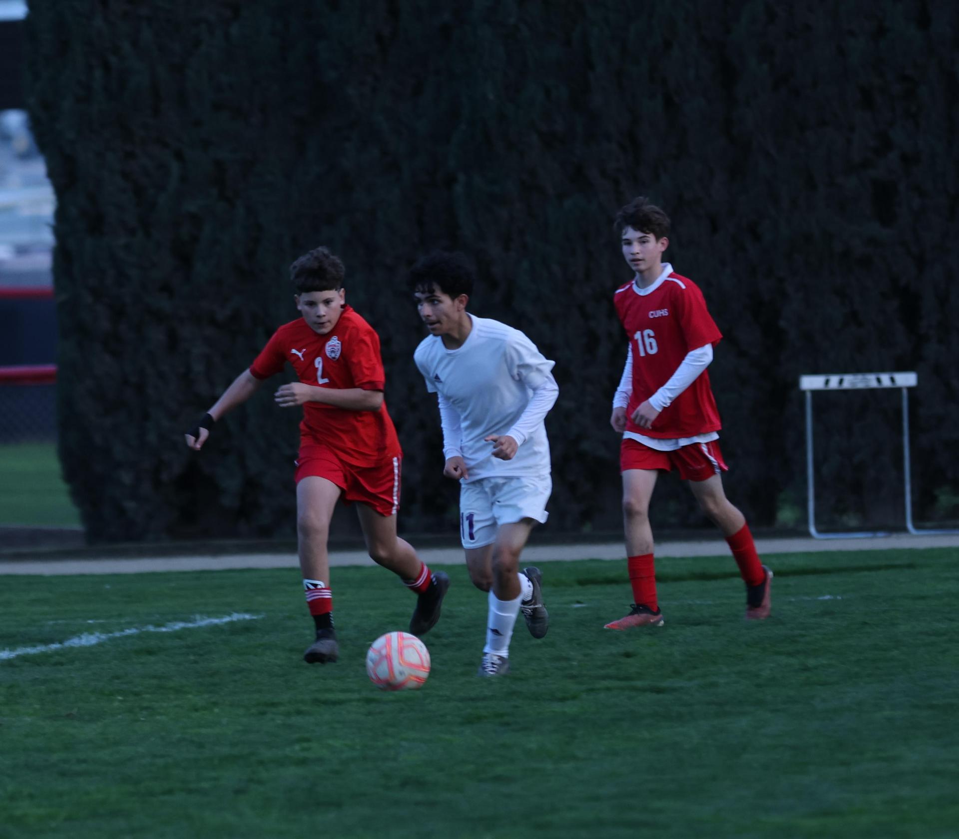 junior varsity boys playing soccer against washington union