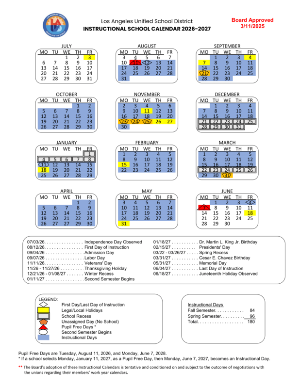 2026-2027 School Year Calendar Featured Photo