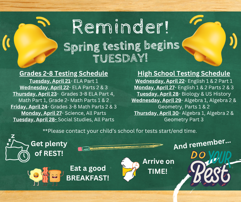 TCAP & EOC Testing Schedule