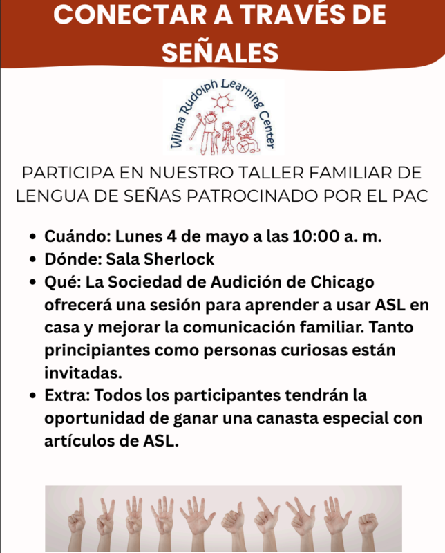 Sign language workshop flyer spanish