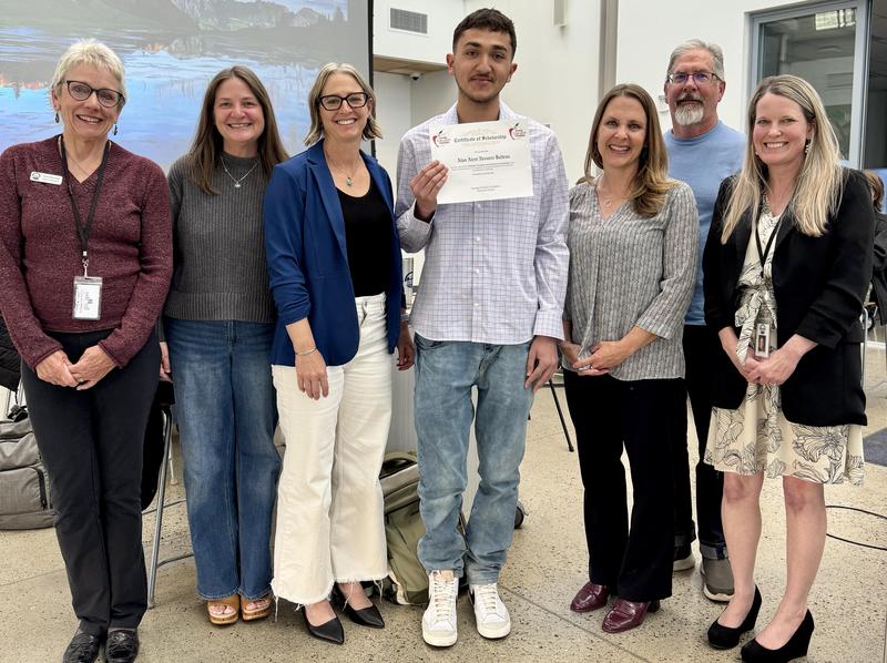 Elizabeth Testa scholarship winner with the Board of Education