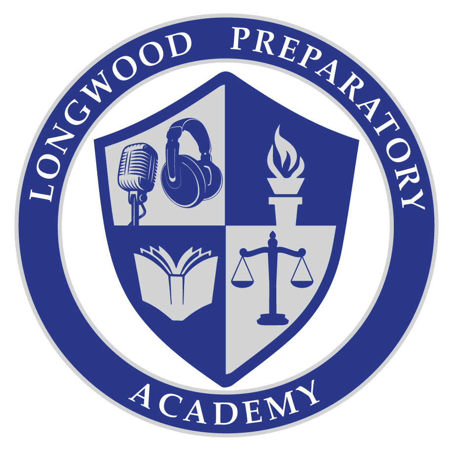 Blue and Gray Circular School Logo - Longwood Preparatory Academy