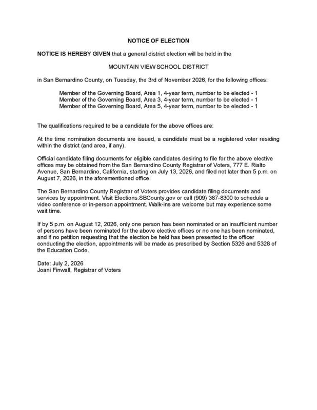 Notice of Election