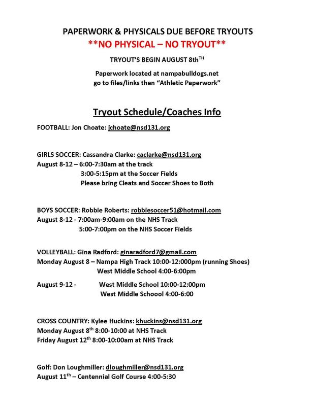 Sports Tryout List