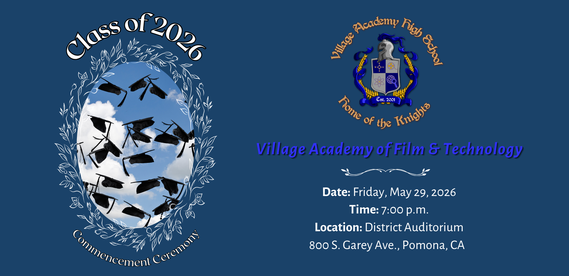 Village Academy HS graduation shuffle banner