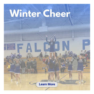 Cheerleaders holding a cheer flyer
