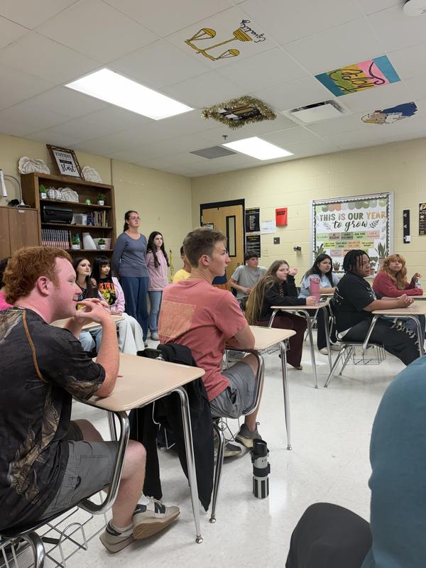 Students in class listen to Ms. Elzie