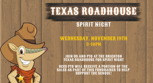 Texas Roadhouse Armadillo and Information about Spirit Night.