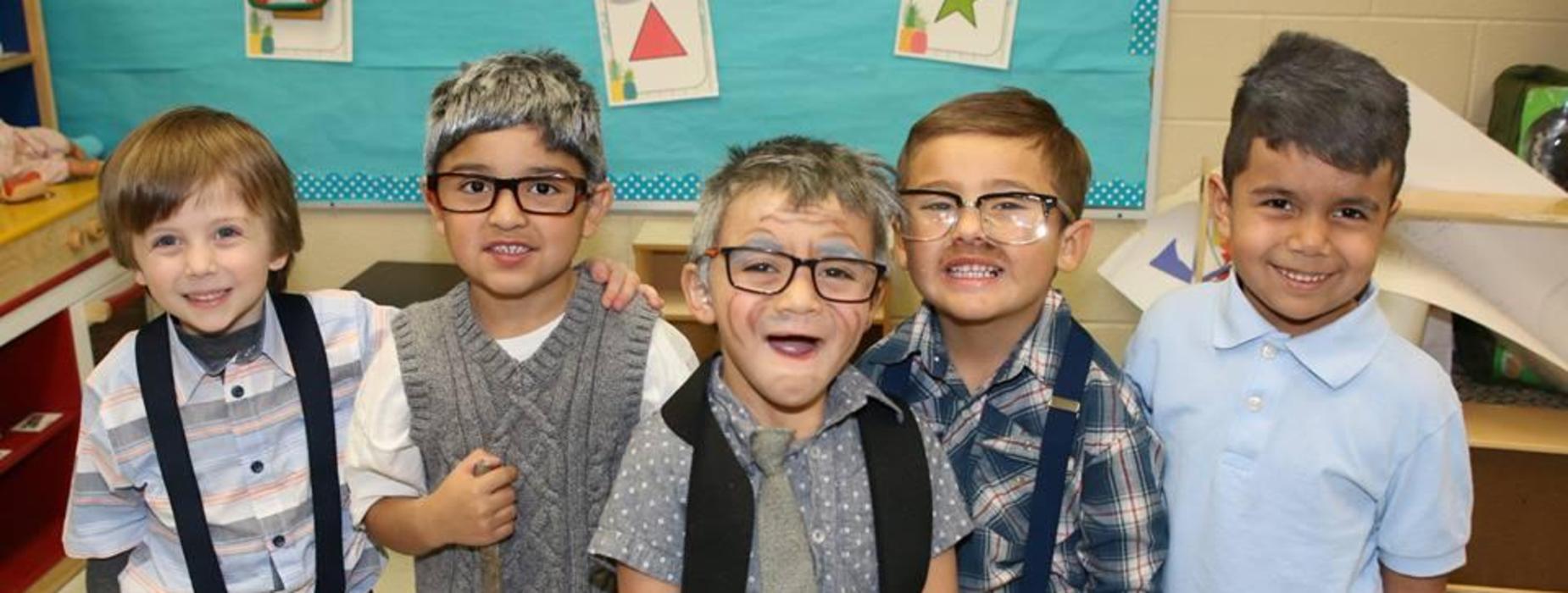 Students dressed like they are 100 years old