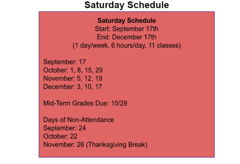 No Saturday School on September 24th Mather High School