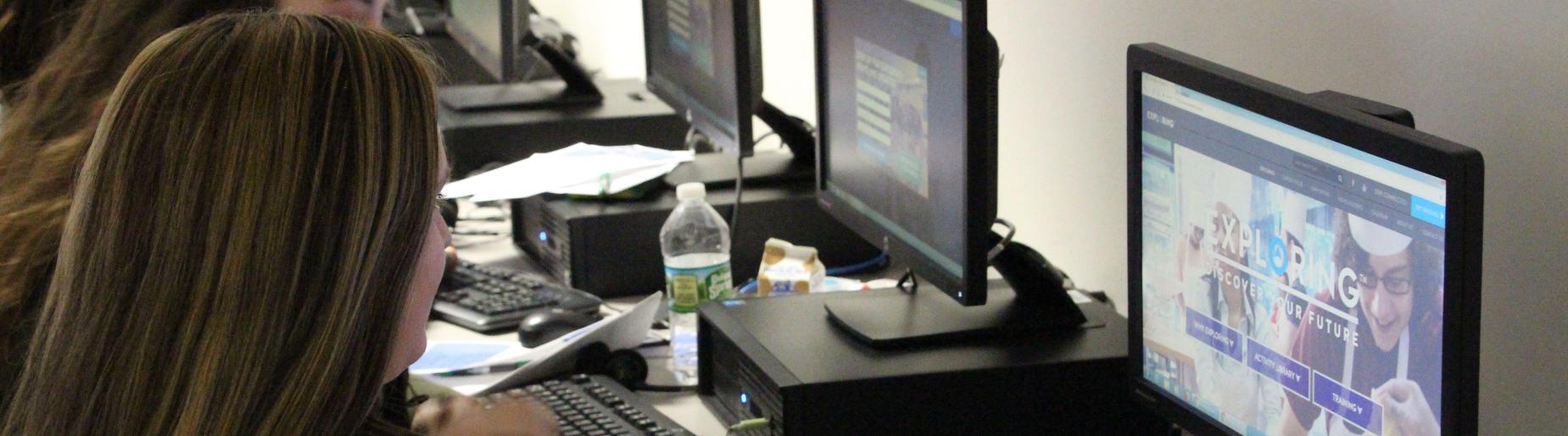 student at pc looking at exploring their future
