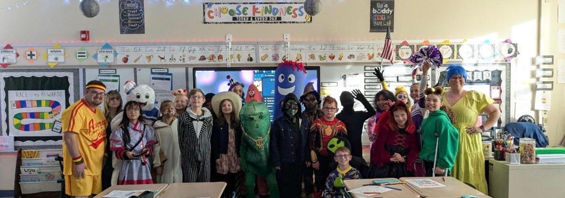 students dressed up for Halloween