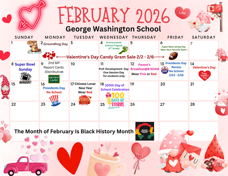 February 2026 Calendar-George Washington School