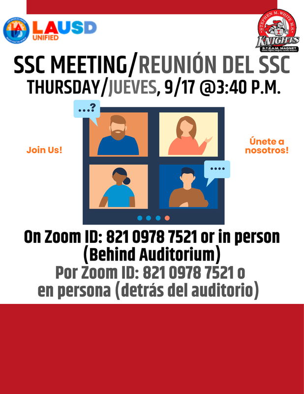 SSC Meeting on Thursday, September 17, 2026 at 3:40 p.m.  Join us on Zoom or in person.