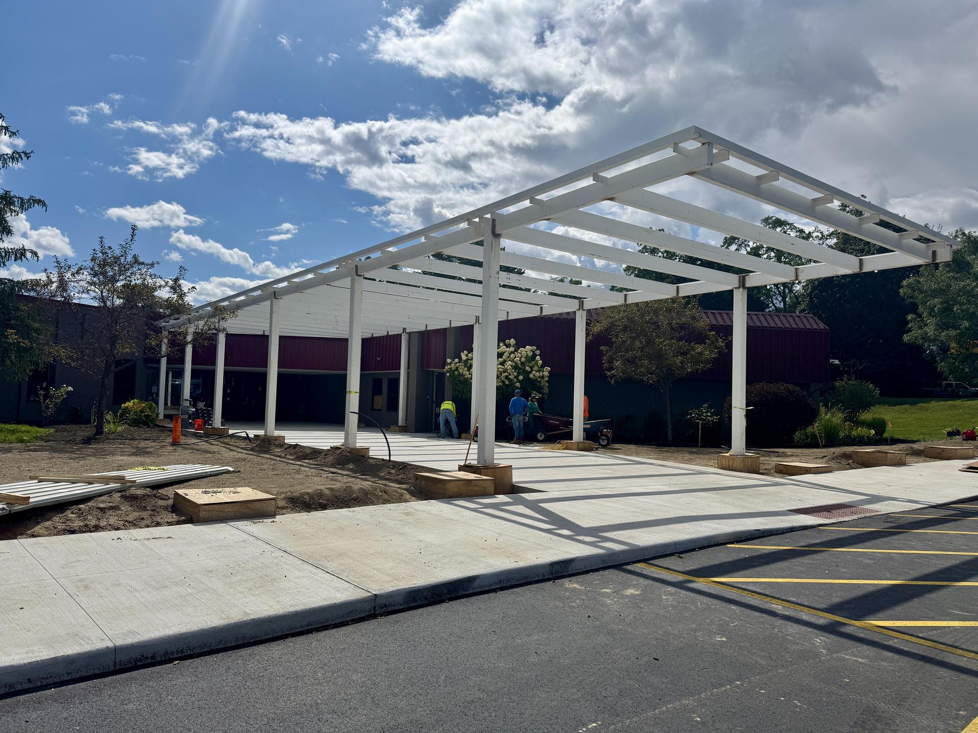 Meads Mill canopy under construction.