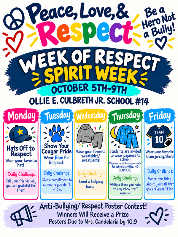 OLLIE E. CULBRETH JR. PS #14 " WEEK of RESPECT " Featured Photo