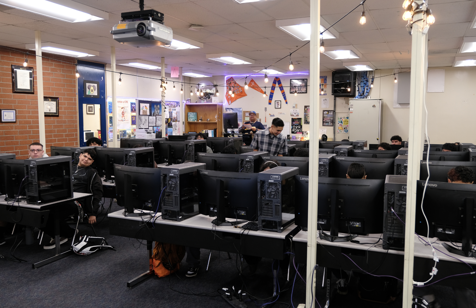 Garey High School - first day of school in computer class with students