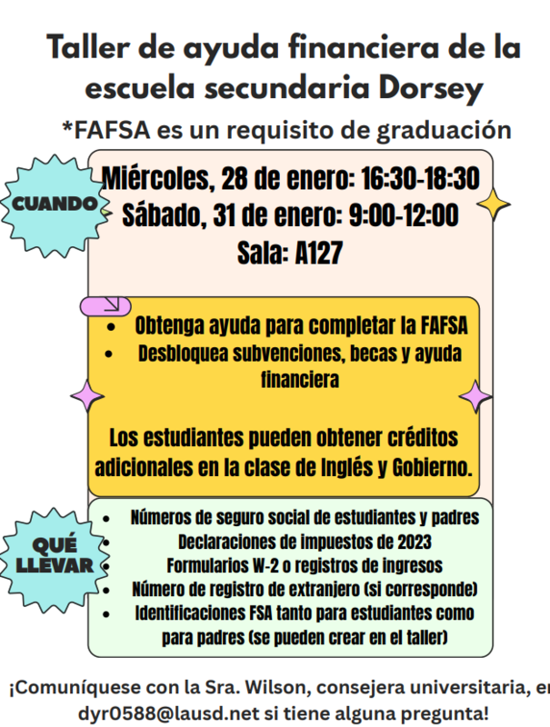 Financial Aid Workshop Flyer Spanish