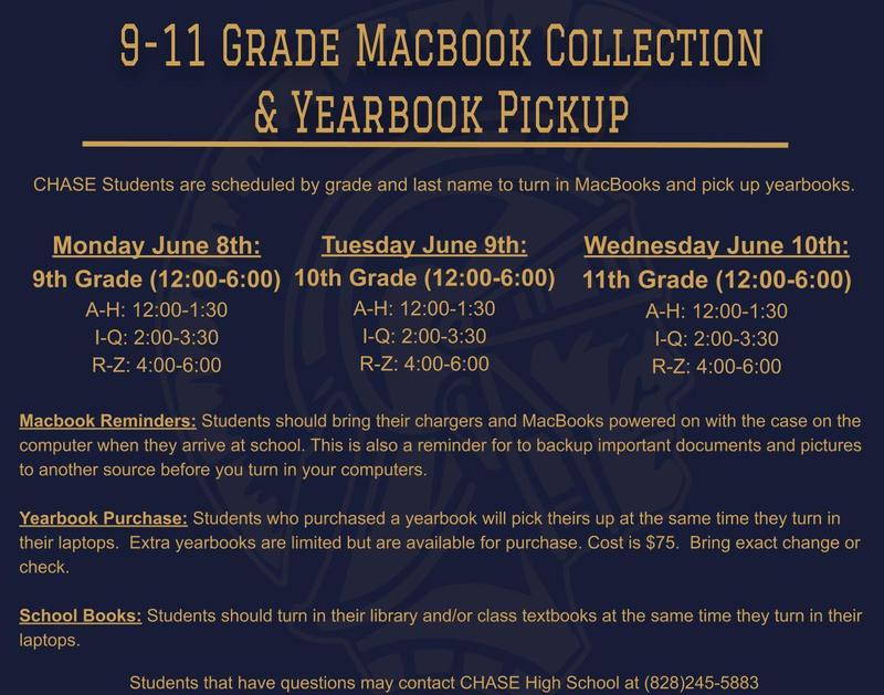 9-11 Grade Macbook Collection and Yearbook Distribution